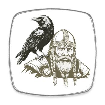 Viking Viking Legend Sailor Odin Raven Fighter - Square fridge magnet - white - Front