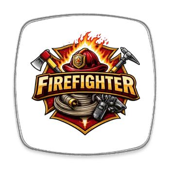 Feuerwehrheld Emblem Feuerwehr - Viereckiger Kühlschrankmagnet - Weiß - Vorne