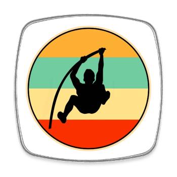 Vintage-Stangen-Hochsprung-Silhouette Retro-Sonnenuntergangskunst - Viereckiger Kühlschrankmagnet - Weiß - Vorne