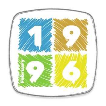 Patches colorées pour le 30e anniversaire depuis 02/1996 - Magnet carré - blanc - Devant