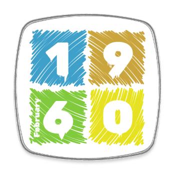 66. Écussons Geburtstag Farbige depuis 02/1960 - Magnet carré - blanc - Devant