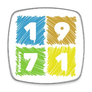 Patches colorées pour le 55e anniversaire depuis 02/1971 - Magnet carré - blanc - Devant