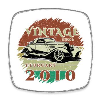 16th Birthday - Classic - Vintage since 02/2010 - Square fridge magnet - white - Front