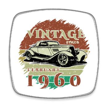 66e anniversaire - Classique - Vintage depuis 02/1960 - Magnet carré - blanc - Devant