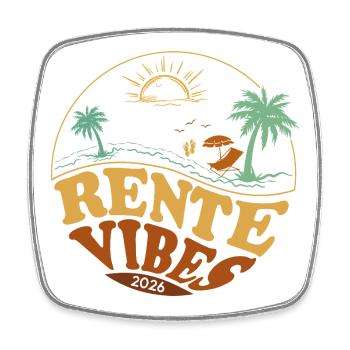 Pension Vibes Beach Retro 2026 Vintage - Square fridge magnet - white - Front