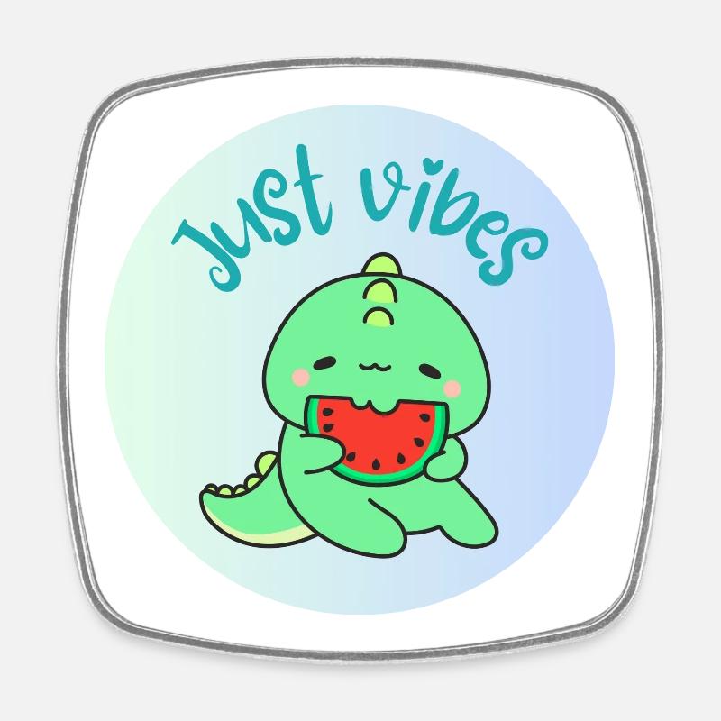 JUST VIBES – Dino - Viereckiger Kühlschrankmagnet - Weiß