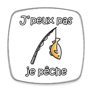 I Can't I Fish – Funny Fisherman Phrase - Square fridge magnet - white - Front
