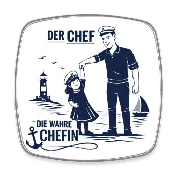 Chef Chefin Papa Tochter Partnerlook Geschenk - Viereckiger Kühlschrankmagnet - Weiß - Vorne