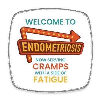 Endometriose-Bewusstsein – Retro-Diner-Schild - Viereckiger Kühlschrankmagnet - Weiß - Vorne