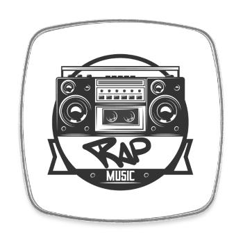 Musikbox Rap Logo Ghettoblaster - Viereckiger Kühlschrankmagnet - Weiß - Vorne
