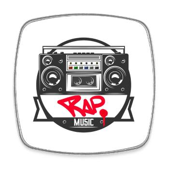 Musikbox Rap Logo Ghettoblaster Graffiti - Viereckiger Kühlschrankmagnet - Weiß - Vorne