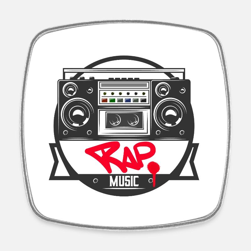 Jukebox Rap Logo Ghetto Blaster Graffiti - Square fridge magnet - white