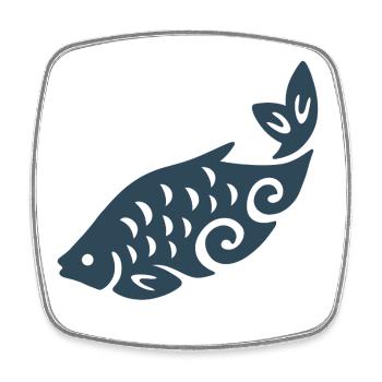Wirbelfisch-Silhouette - Viereckiger Kühlschrankmagnet - Weiß - Vorne