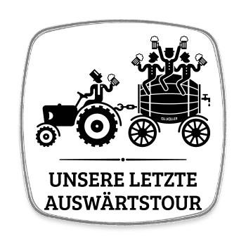 Unsere Letzte Auswärtstour, Trecker Bierfass JGA B - Viereckiger Kühlschrankmagnet - Weiß - Vorne