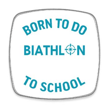 Né pour faire du biathlon, forcé d’aller à l’école - Magnet carré - blanc - Devant
