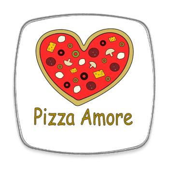Pizza_Amore - Viereckiger Kühlschrankmagnet - Weiß - Vorne