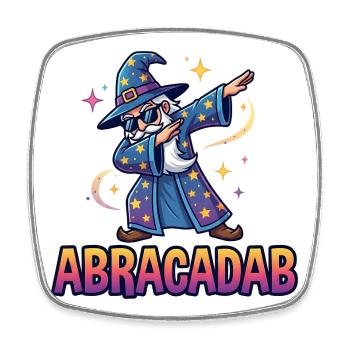 Abracadab Wizard Fantasy Meme - Square fridge magnet - white - Front
