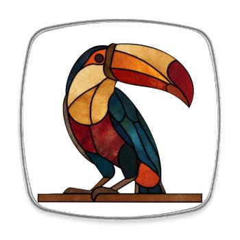 Tukan im Glasmosaik-Stil Kunstvolles Vogel Design - Viereckiger Kühlschrankmagnet - Weiß - Vorne