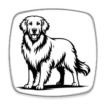 Golden Retriever with Proud Pose - Square fridge magnet - white - Front