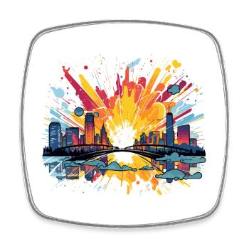 City fireworks Skyline Spritz - Square fridge magnet - white - Front