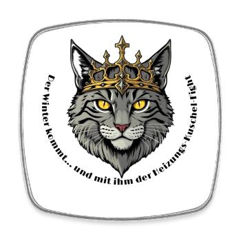 King Cat with Crown - Square fridge magnet - white - Front