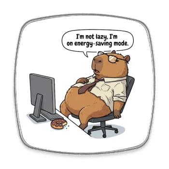 Castor capybara économe en énergie au travail - Magnet carré - blanc - Devant