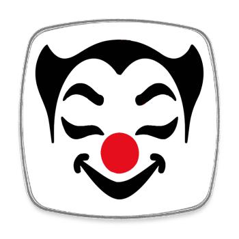 Fröhliches Clown Gesicht Karneval Fasnet Fasching - Viereckiger Kühlschrankmagnet - Weiß - Vorne