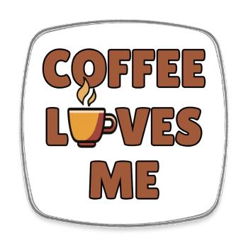 Kaffee liebt mich – Kaffeehumor – Kaffeeliebhaber - Viereckiger Kühlschrankmagnet - Weiß - Vorne