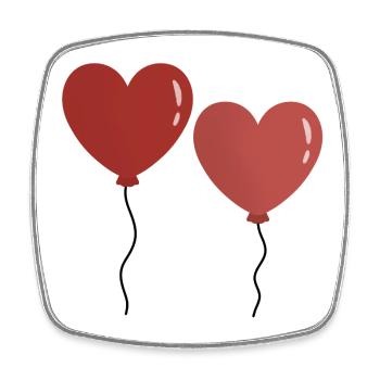 Twin Hearts Ballons - Viereckiger Kühlschrankmagnet - Weiß - Vorne