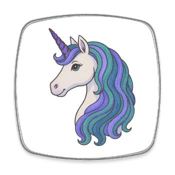 Pastell-Einhorn-Mähnenporträt - Viereckiger Kühlschrankmagnet - Weiß - Vorne