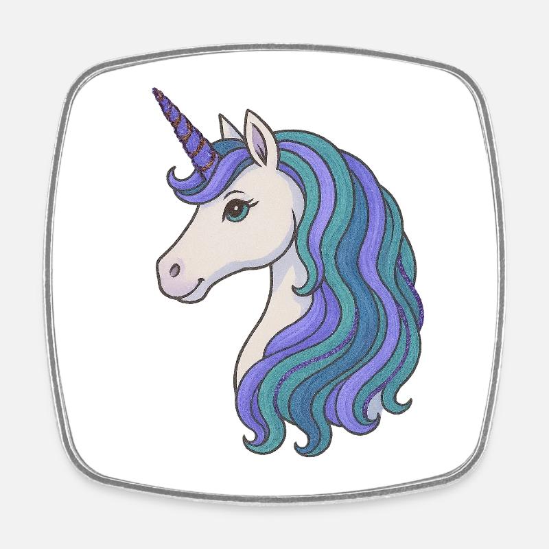 Portrait de crinière de licorne pastel - Magnet carré - blanc