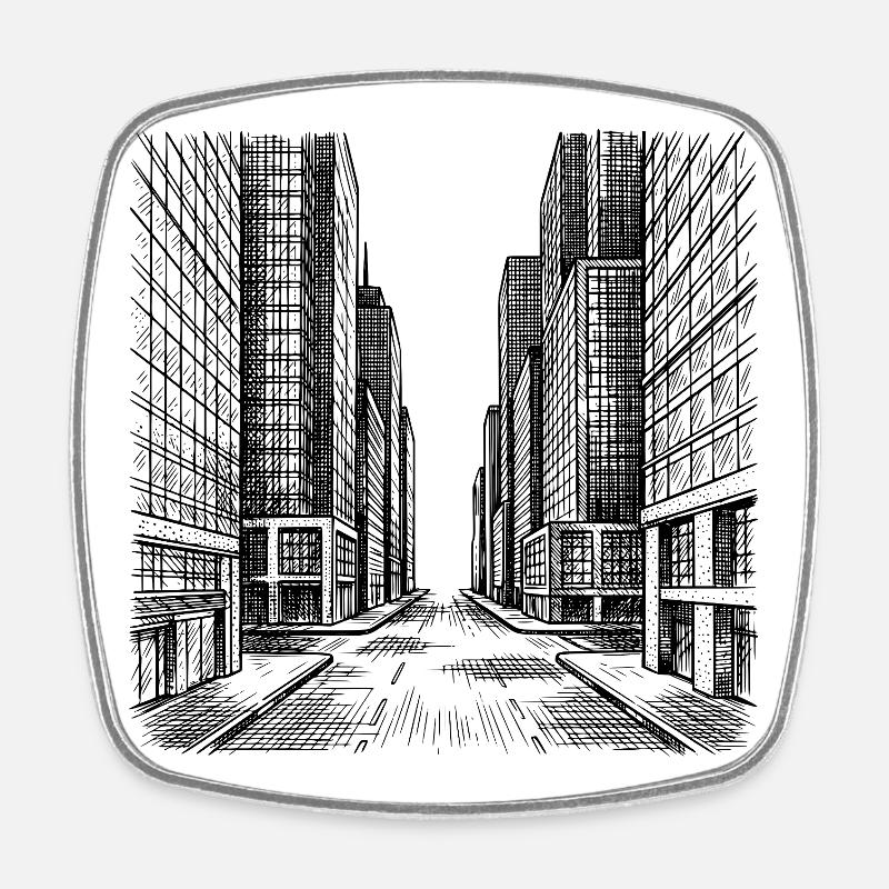 Modern street - Square fridge magnet - white