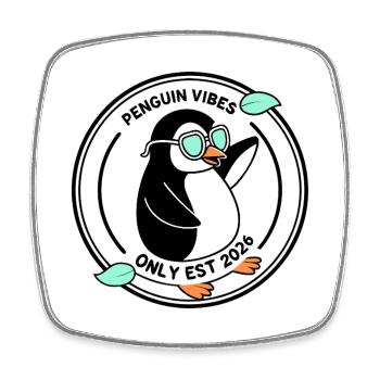 Schwarzer Pinguin in Mint-Brille 2026 - Viereckiger Kühlschrankmagnet - Weiß - Vorne