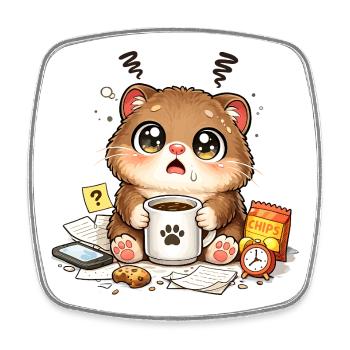 Kaffee-Kätzchen Chaos - Viereckiger Kühlschrankmagnet - Weiß - Vorne