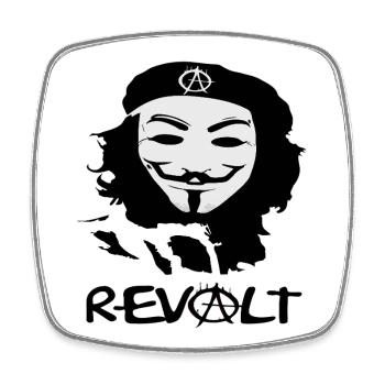 Masked Anarchy Silhouette - Square fridge magnet - white - Front