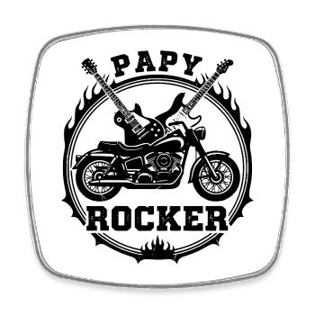 T-shirt Vintage Grand-Père Motard et Rocker - Cade - Magnet carré - blanc - Devant