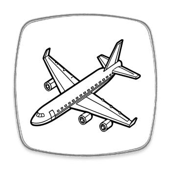 Avion - Magnet carré - blanc - Devant