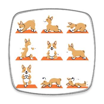 Postures de yoga Corgi pour chiens Fans de yoga - Magnet carré - blanc - Devant