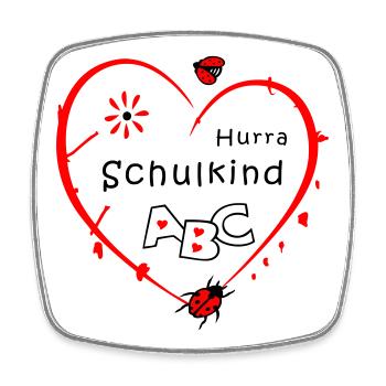 Schoolchild with ladybug - Square fridge magnet - white - Front