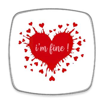 I Am Fine — Cœur Émotionnel Minimaliste - Magnet carré - blanc - Devant