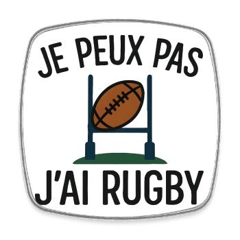Je peux pas j'ai rugby - Magnet carré - blanc - Devant