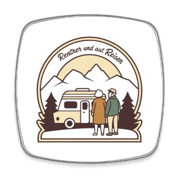 Ruhiger Caravanurlaub im Gebirge - Viereckiger Kühlschrankmagnet - Weiß - Vorne
