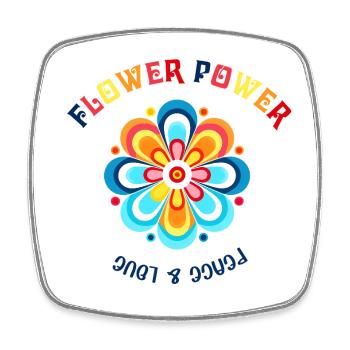Flower Power Farbblüte Design - Viereckiger Kühlschrankmagnet - Weiß - Vorne