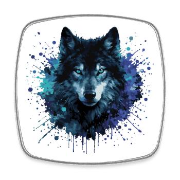 Wolf Watercolor – Color Splash - Square fridge magnet - white - Front
