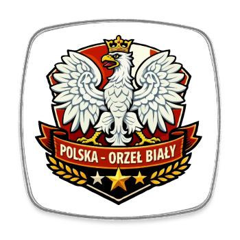 Polska Orzeł Biały Emblem - Viereckiger Kühlschrankmagnet - Weiß - Vorne