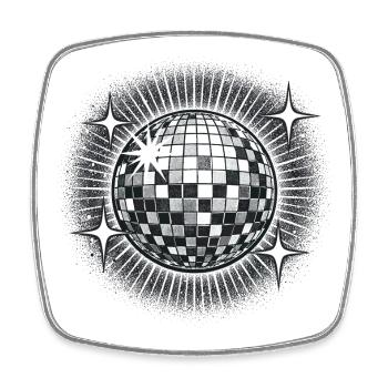 Disco Ball Party Retro années 70 Cadeau drôle - Magnet carré - blanc - Devant