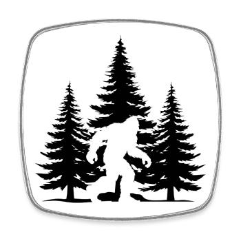 Bigfoot forest tree - Square fridge magnet - white - Front