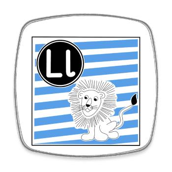 L wie Löwe - Viereckiger Kühlschrankmagnet - Weiß - Vorne