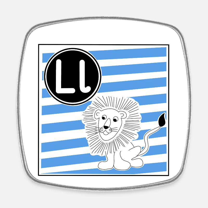 L pour Lion - Magnet carré - blanc