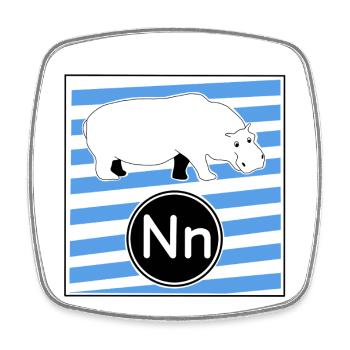 Ni wie Nilpferd - Viereckiger Kühlschrankmagnet - Weiß - Vorne